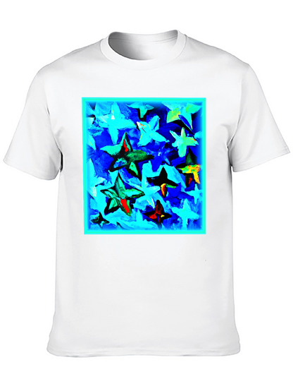 Abstract Star Print Black T-Shirt