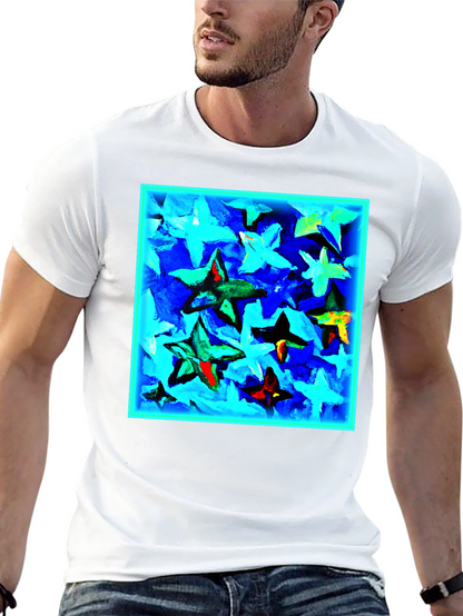Abstract Star Print Black T-Shirt