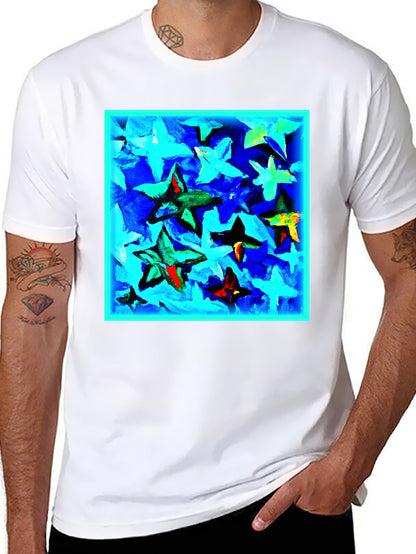 Abstract Star Print Black T-Shirt