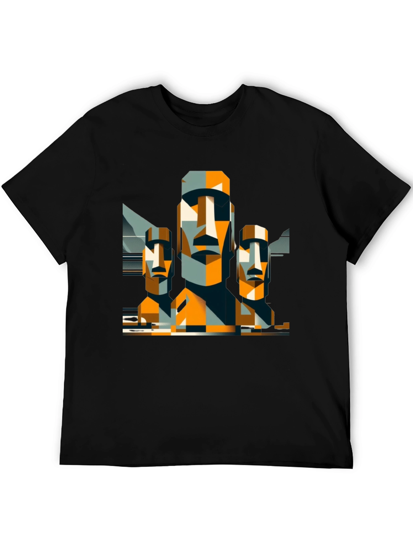 Moai Statue Graphic Tee - Modern Geometric Design