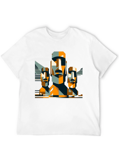 Moai Statue Graphic Tee - Modern Geometric Design