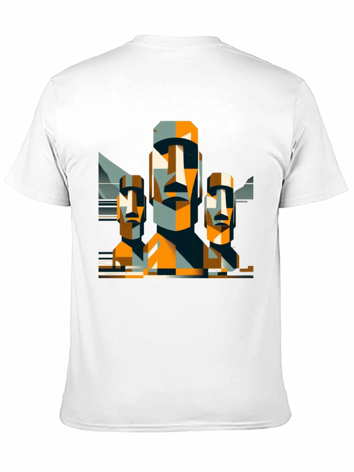 Moai Statue Graphic Tee - Modern Geometric Design