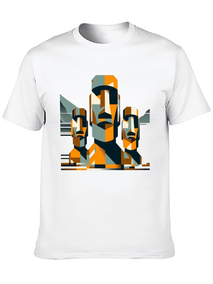 Moai Statue Graphic Tee - Modern Geometric Design