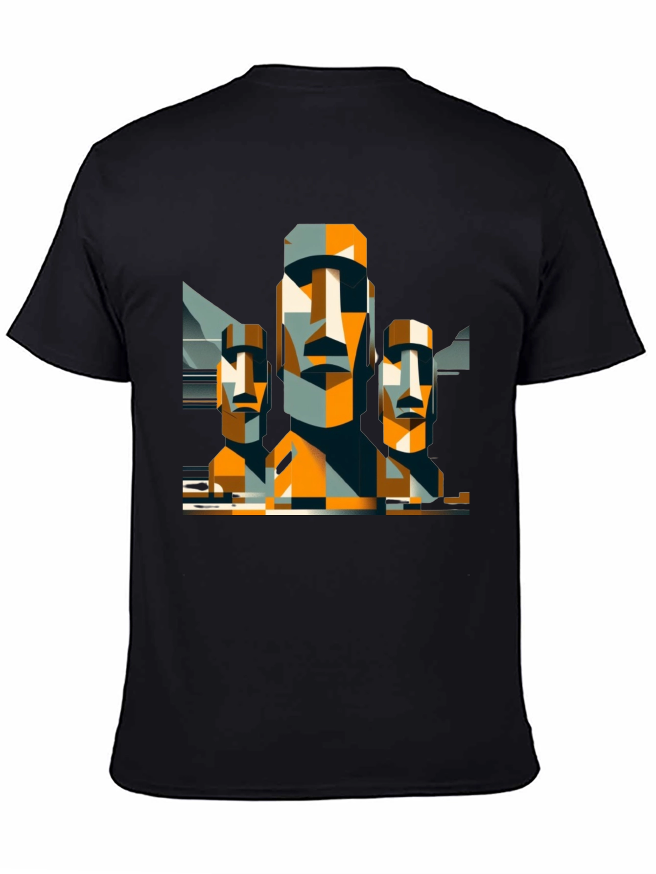 Moai Statue Graphic Tee - Modern Geometric Design