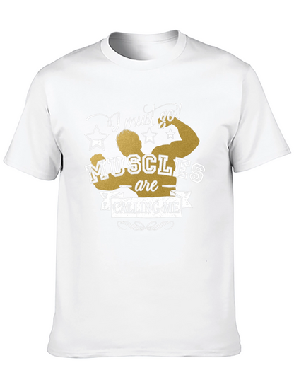 Muscles Calling Me Black Graphic Tee