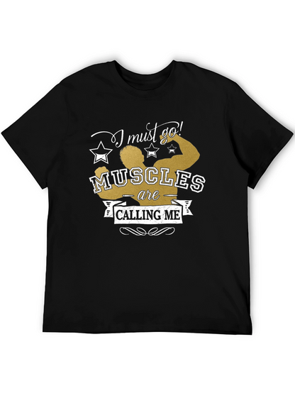 Muscles Calling Me Black Graphic Tee