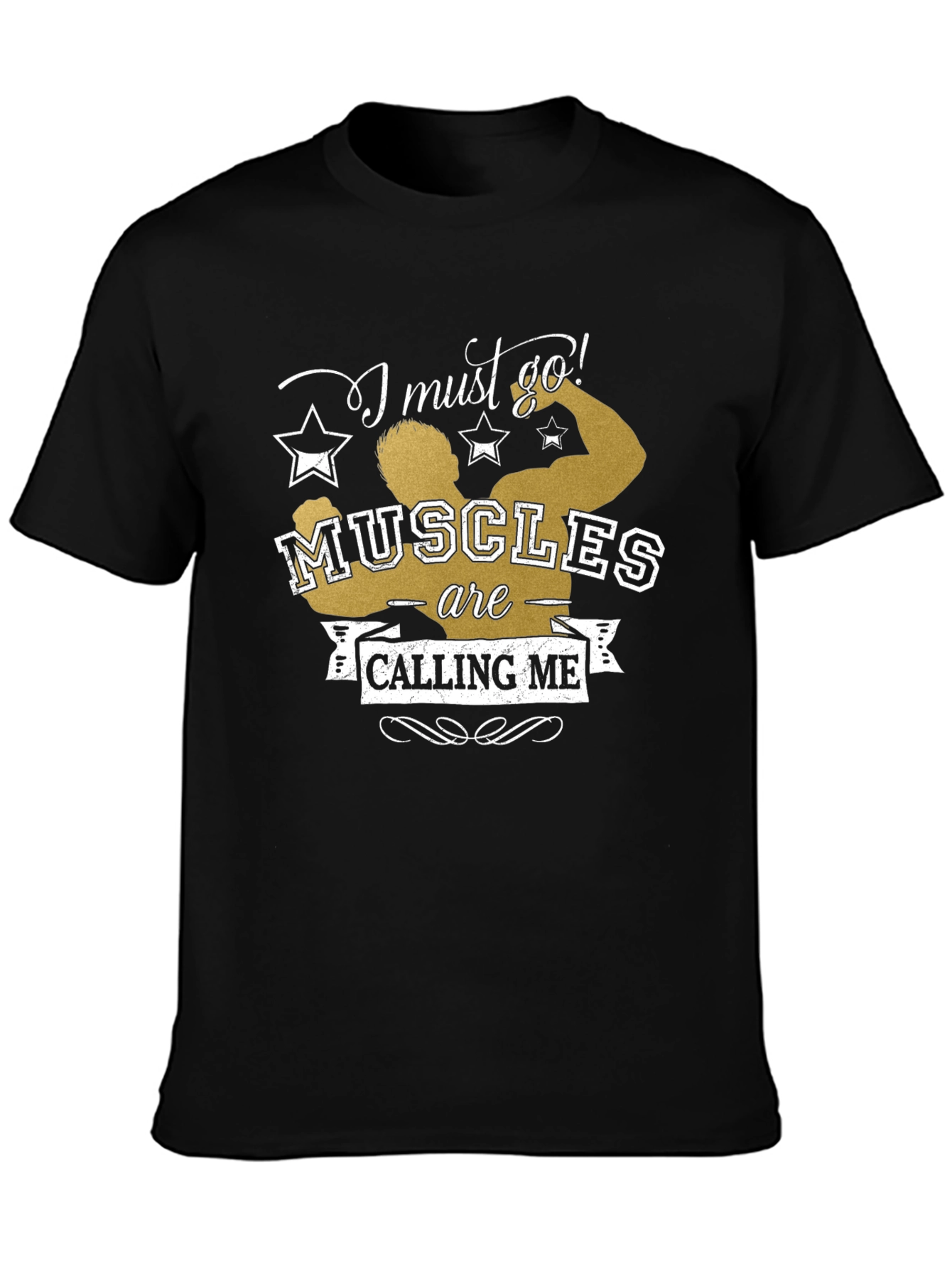 Muscles Calling Me Black Graphic Tee