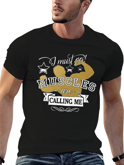 Muscles Calling Me Black Graphic Tee