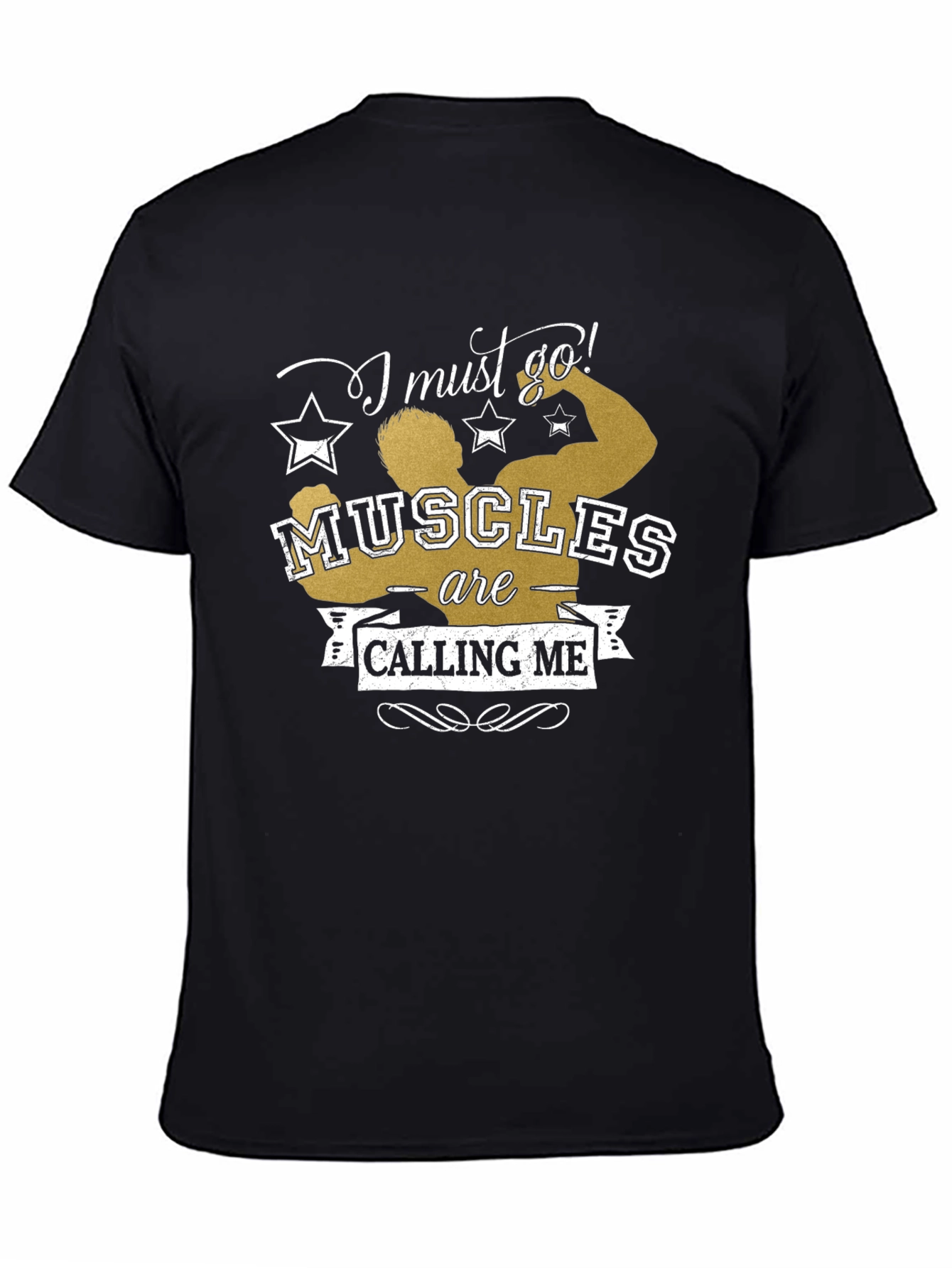 Muscles Calling Me Black Graphic Tee