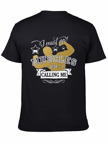 Muscles Calling Me Black Graphic Tee