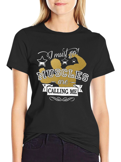 Muscles Calling Me Black Graphic Tee