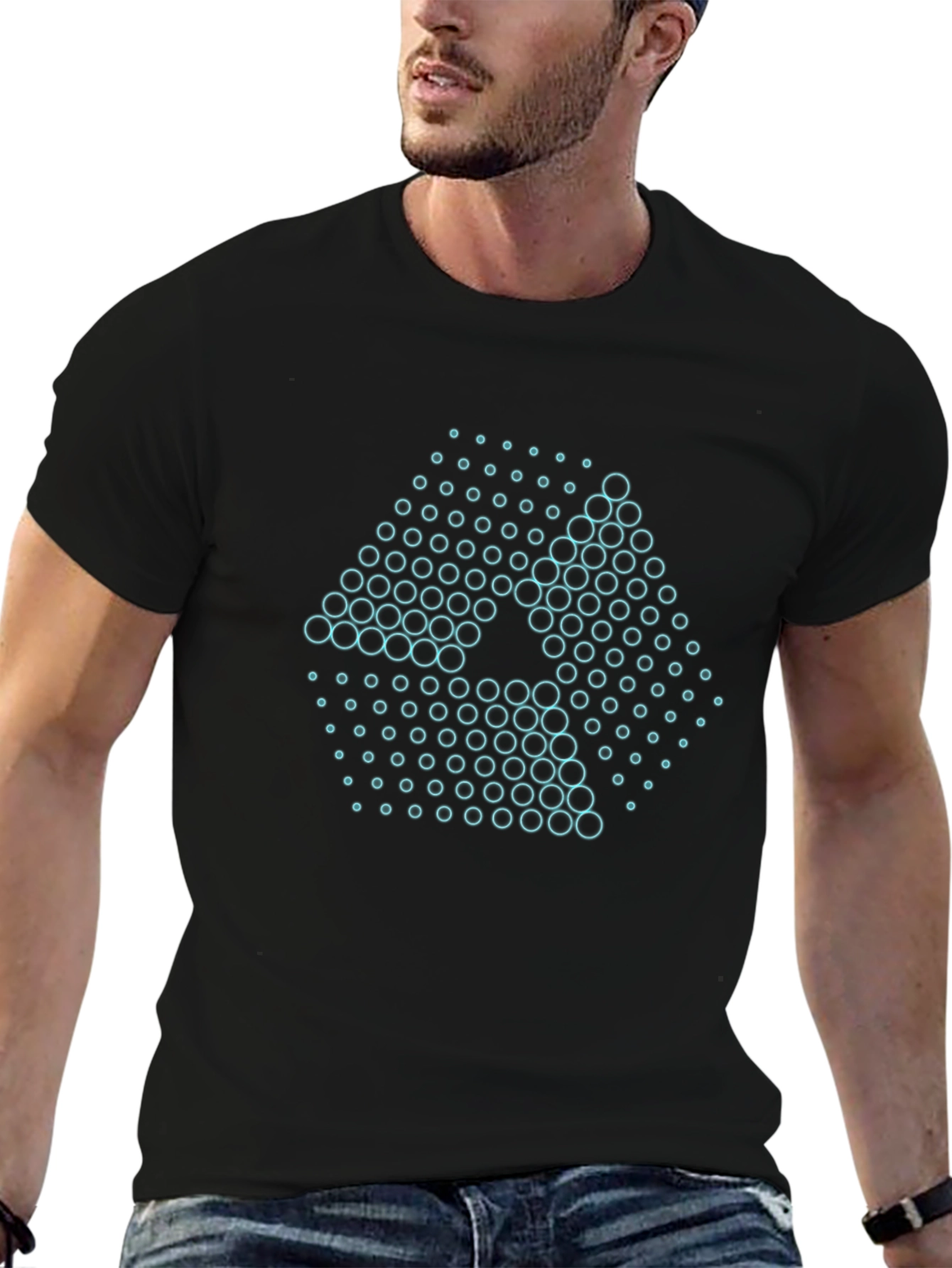Abstract Circle Pattern T-Shirt - Black