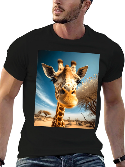 Giraffe Portrait Graphic Tee - Black Unisex Shirt