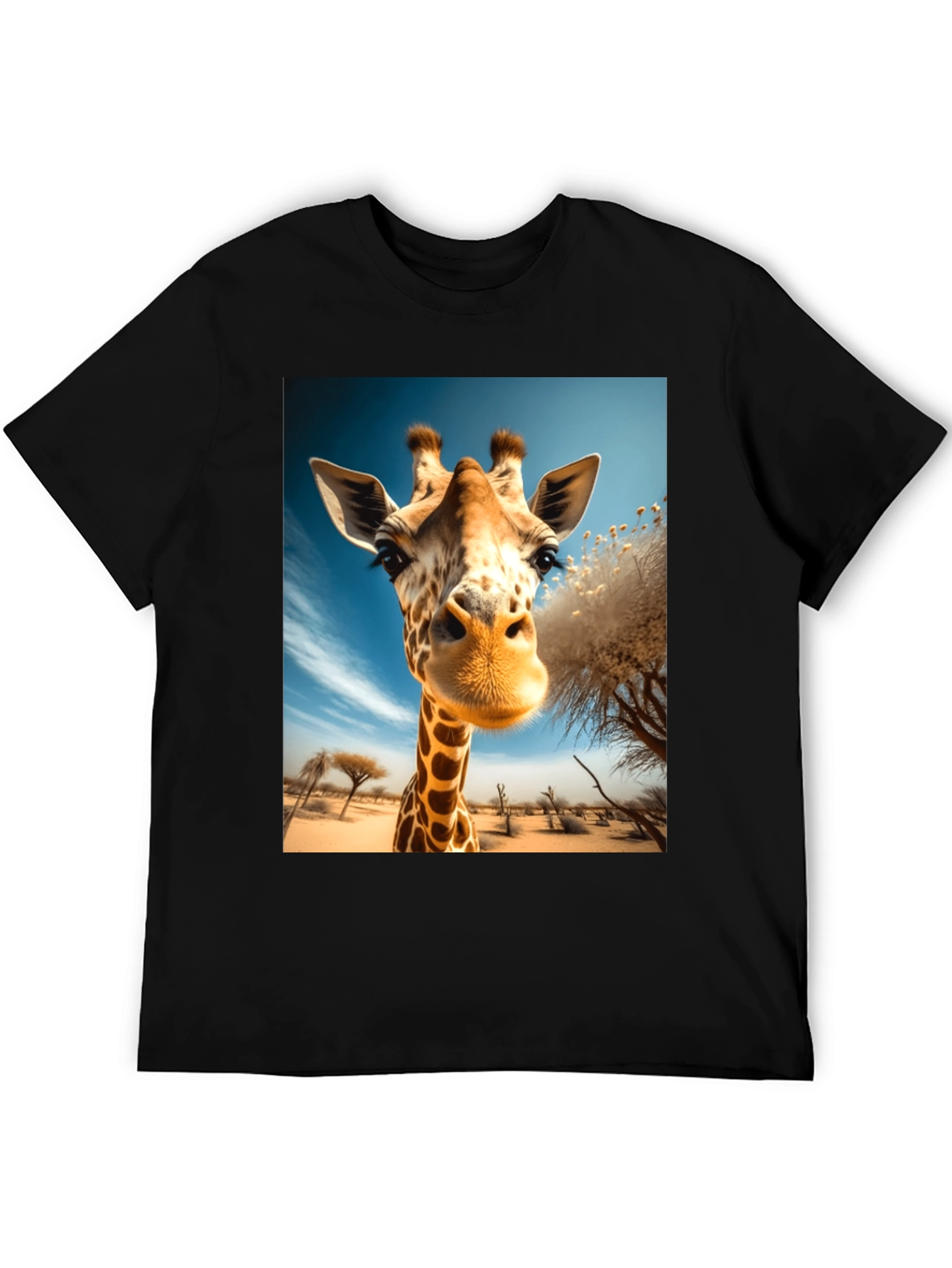 Giraffe Portrait Graphic Tee - Black Unisex Shirt