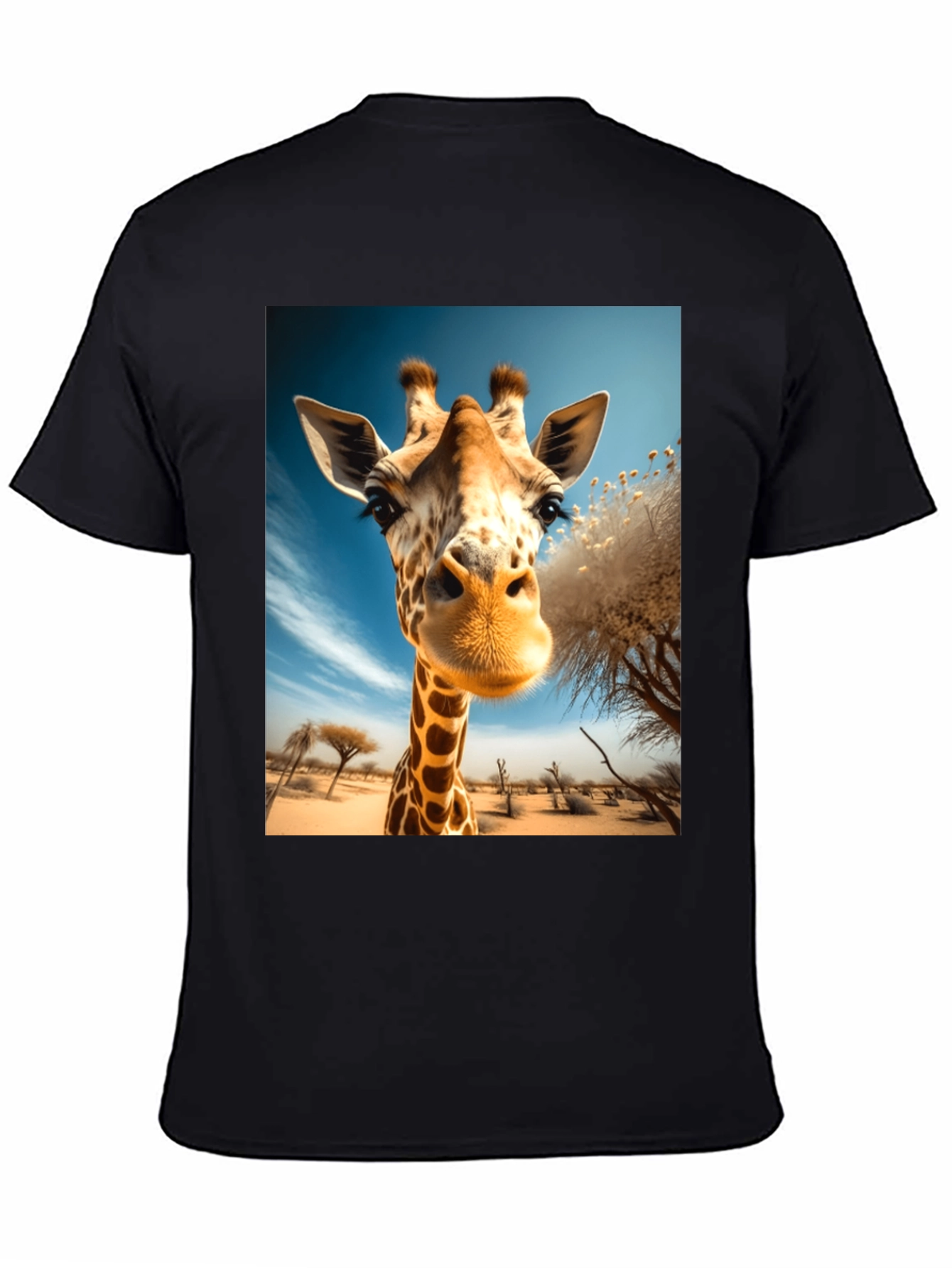 Giraffe Portrait Graphic Tee - Black Unisex Shirt