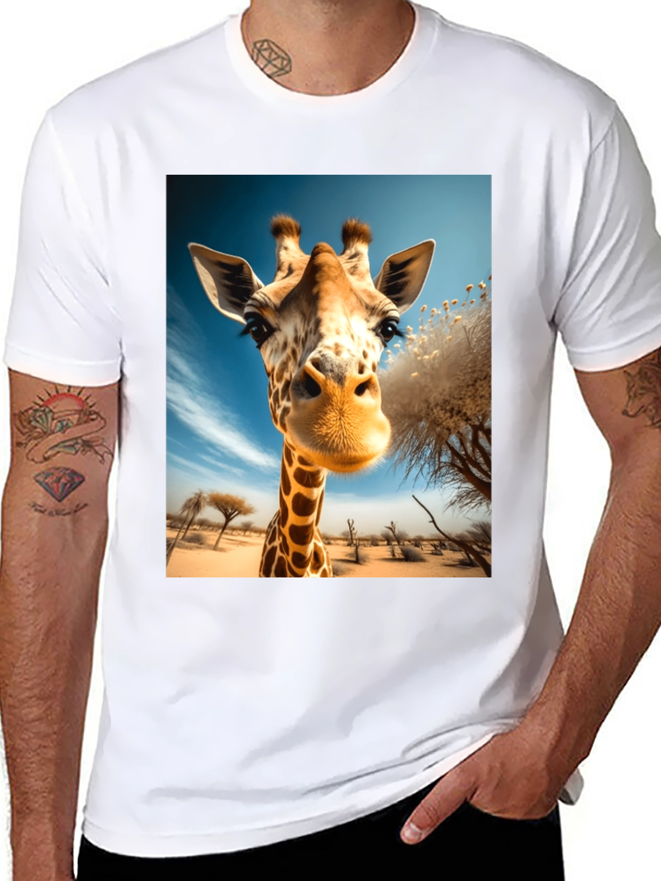 Giraffe Portrait Graphic Tee - Black Unisex Shirt