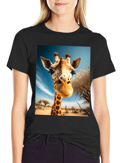 Giraffe Portrait Graphic Tee - Black Unisex Shirt
