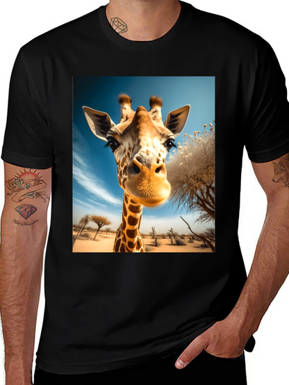 Giraffe Portrait Graphic Tee - Black Unisex Shirt