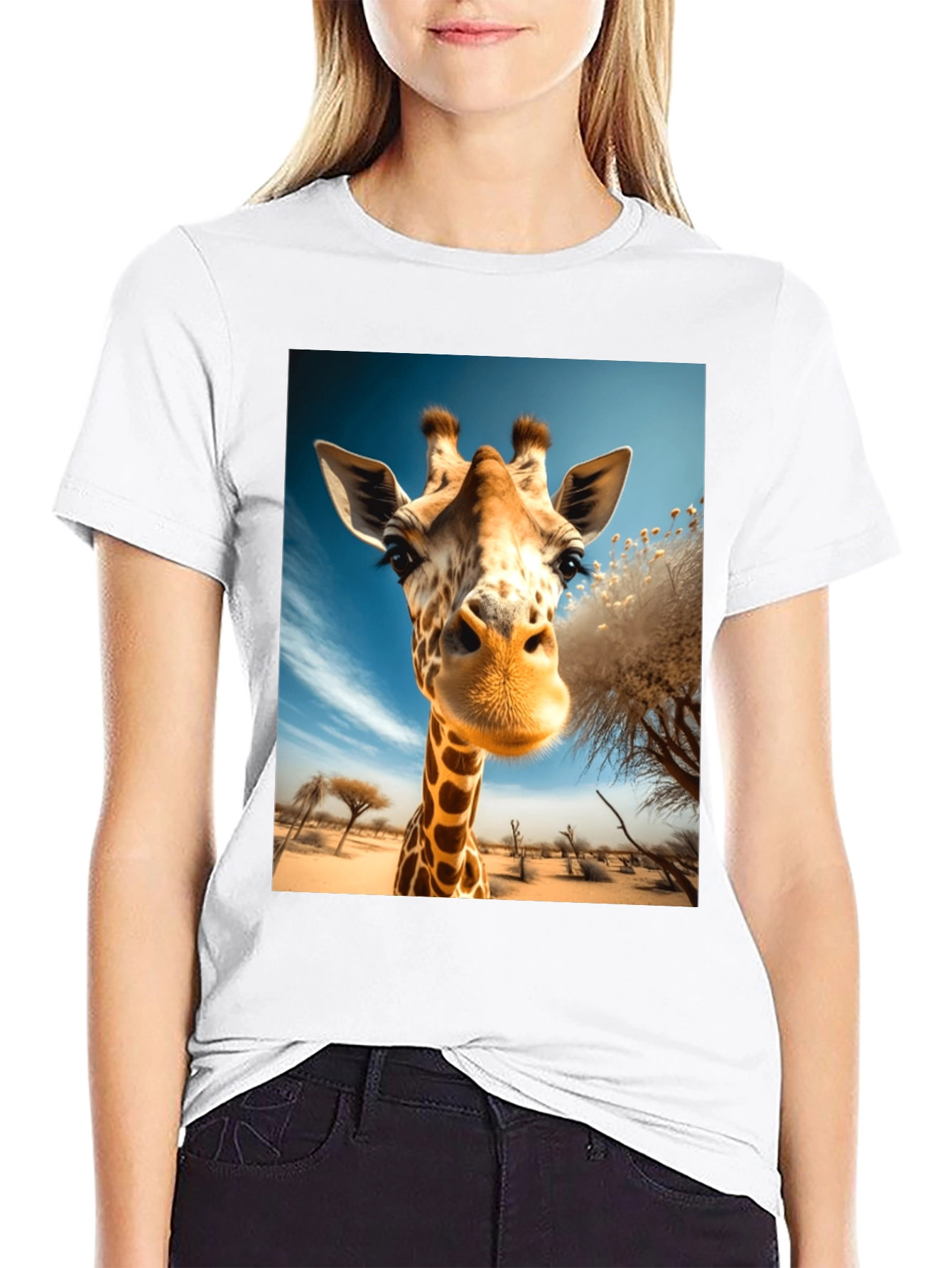 Giraffe Portrait Graphic Tee - Black Unisex Shirt