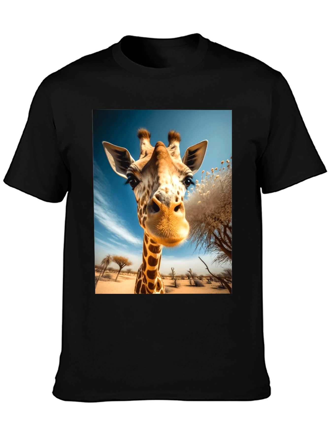 Giraffe Portrait Graphic Tee - Black Unisex Shirt