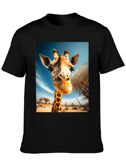 Giraffe Portrait Graphic Tee - Black Unisex Shirt