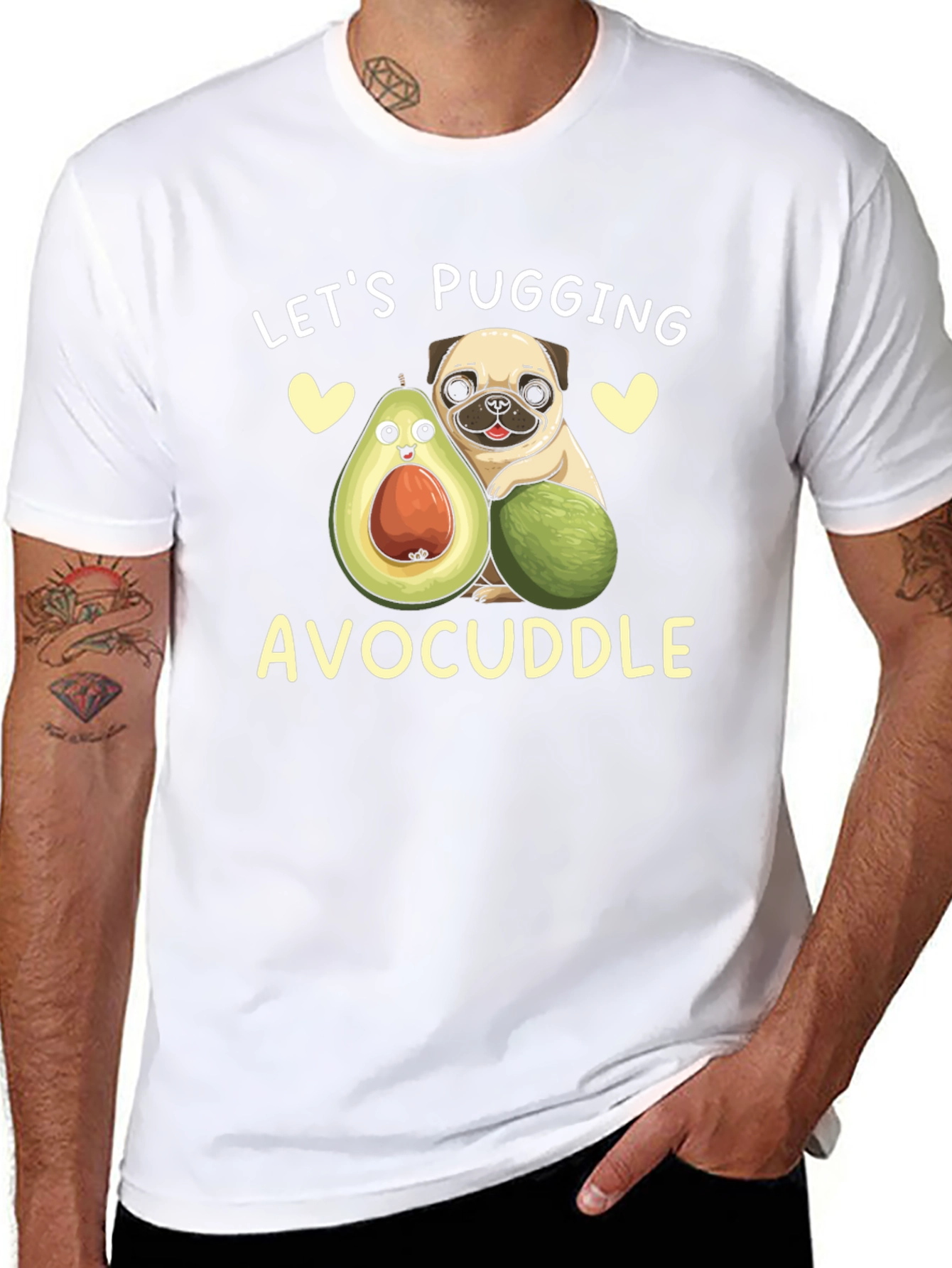 Lets Pugging Avocuddle Black T-Shirt