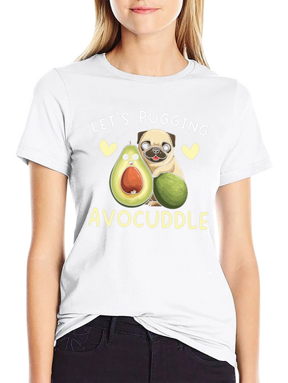 Lets Pugging Avocuddle Black T-Shirt