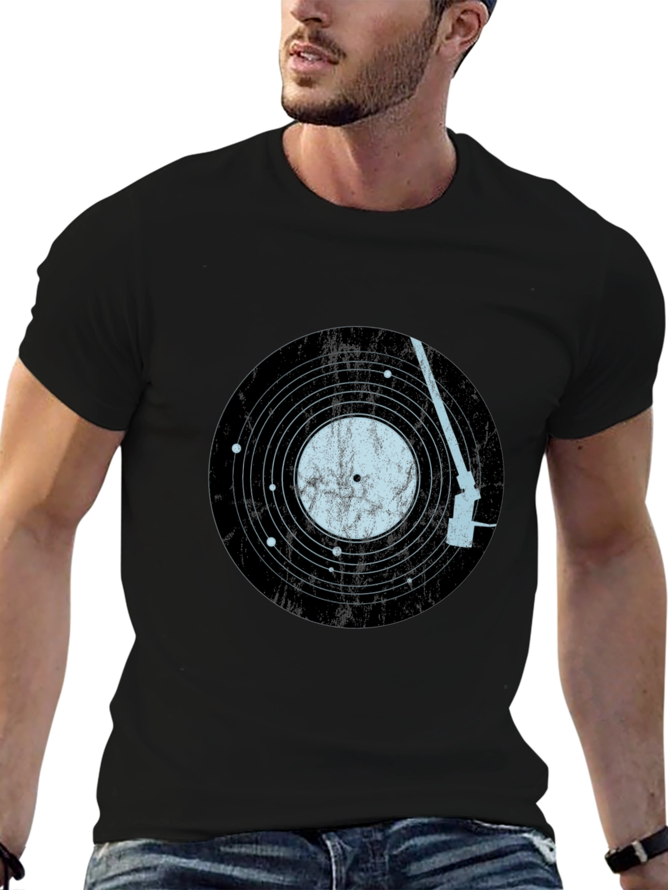 Vinyl Record Solar System Mens Tee