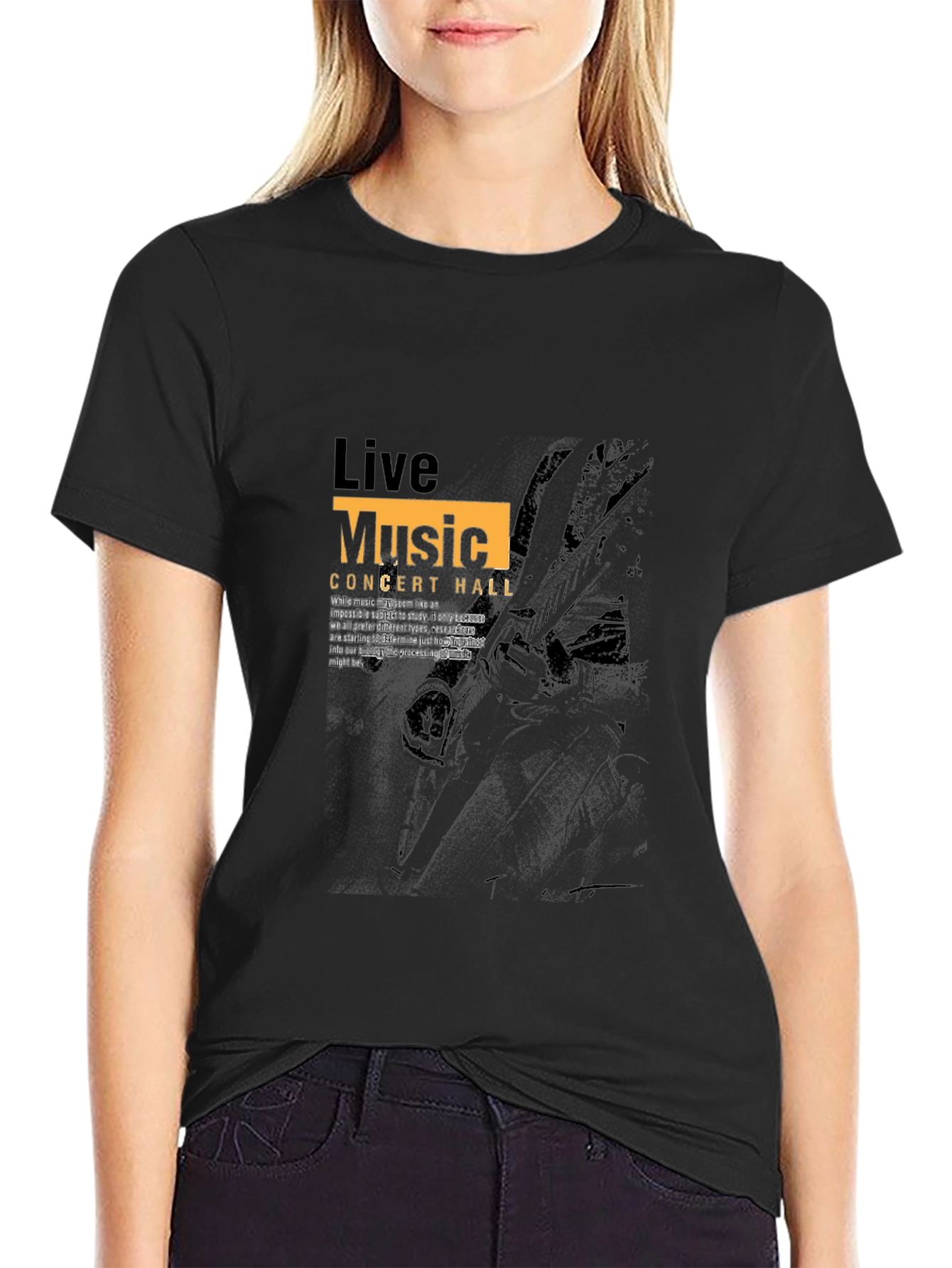 Live Music Concert Hall Black Graphic Tee