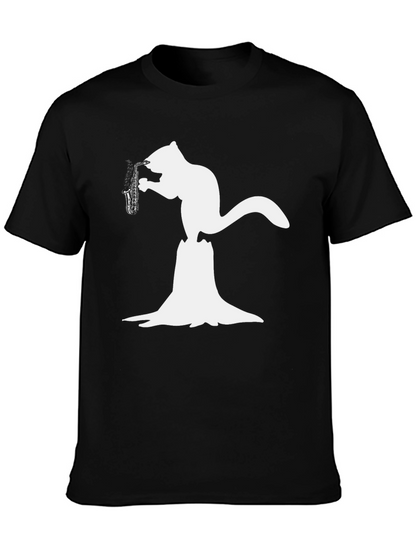 Saxophone Squirrel Black T-Shirt