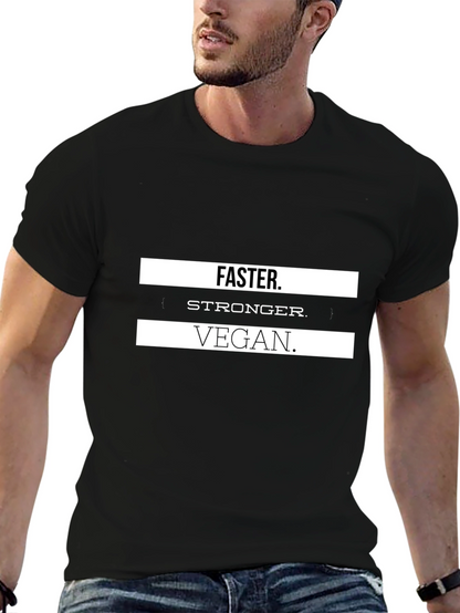 Vegan Stronger Faster T-Shirt - Black
