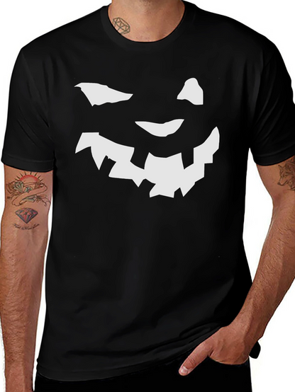 Halloween Pumpkin Face Graphic Tee - Black T-Shirt