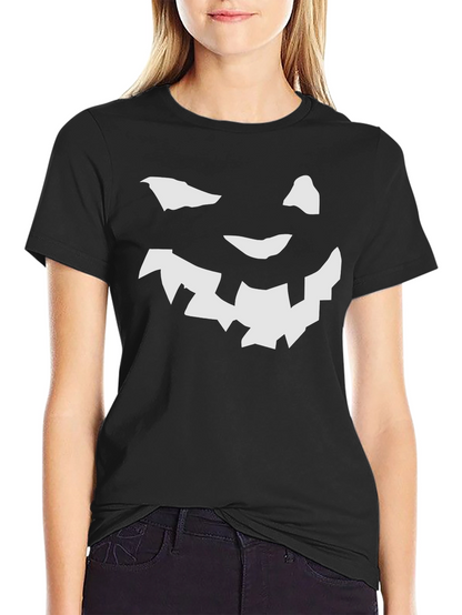 Halloween Pumpkin Face Graphic Tee - Black T-Shirt