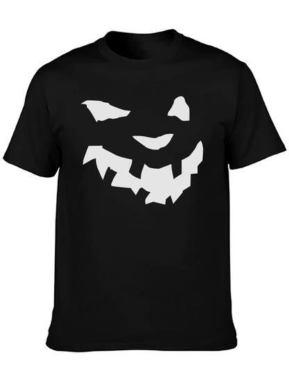 Halloween Pumpkin Face Graphic Tee - Black T-Shirt