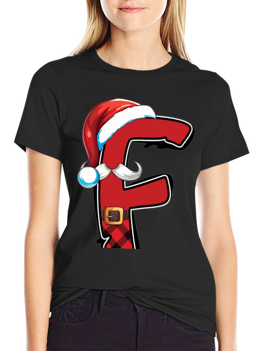 Festive Alphabet Letter F Santa T-Shirt