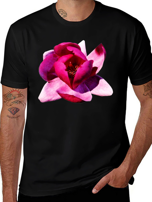 Floral Blossom Graphic Tee - Black Cotton Comfort