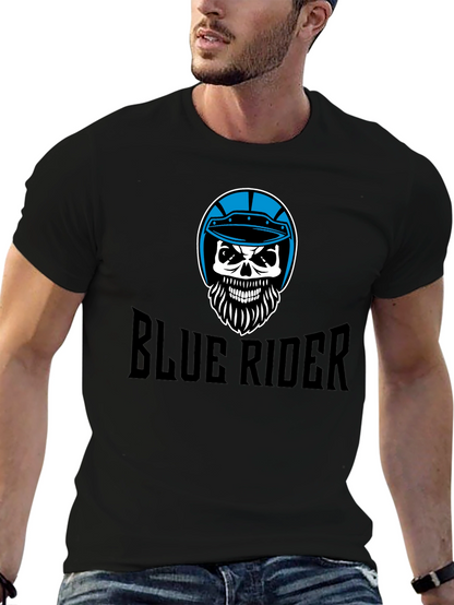 Blue Rider Skull T-Shirt - Black Graphic Tee