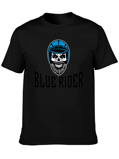 Blue Rider Skull T-Shirt - Black Graphic Tee