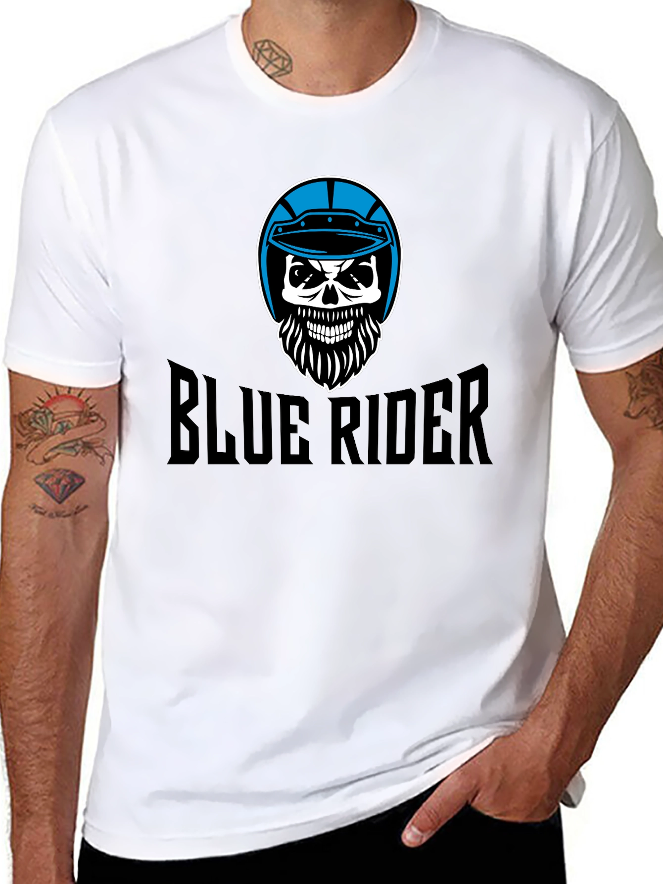 Blue Rider Skull T-Shirt - Black Graphic Tee