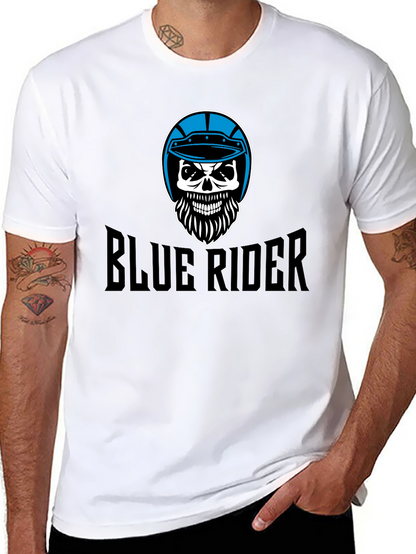 Blue Rider Skull T-Shirt - Black Graphic Tee
