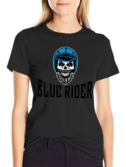 Blue Rider Skull T-Shirt - Black Graphic Tee