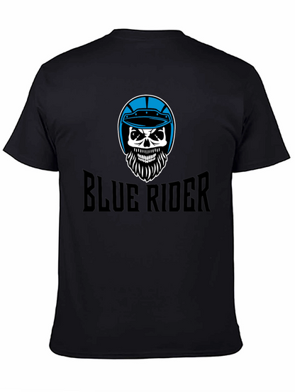 Blue Rider Skull T-Shirt - Black Graphic Tee