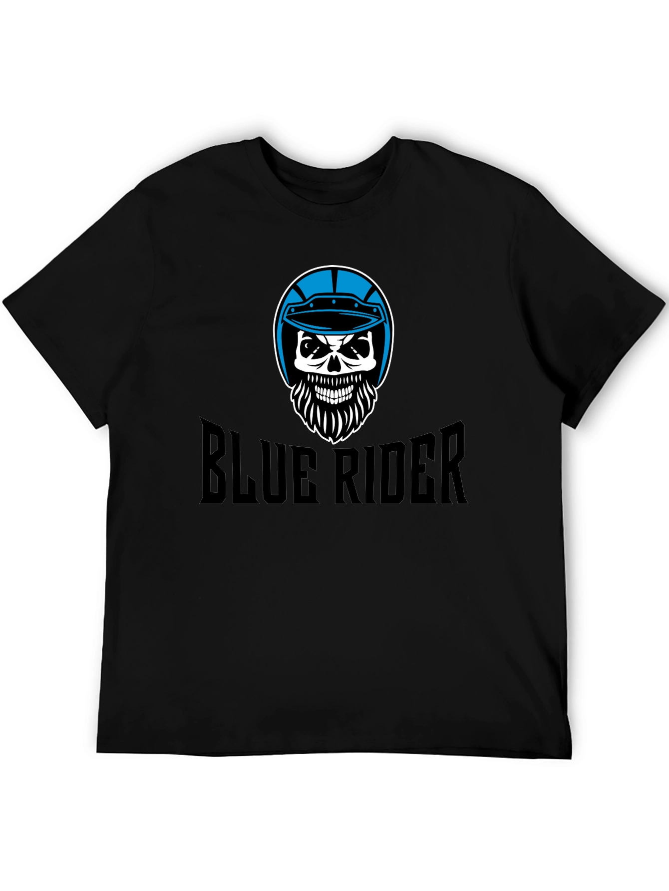Blue Rider Skull T-Shirt - Black Graphic Tee