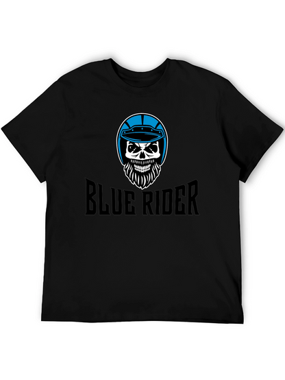 Blue Rider Skull T-Shirt - Black Graphic Tee