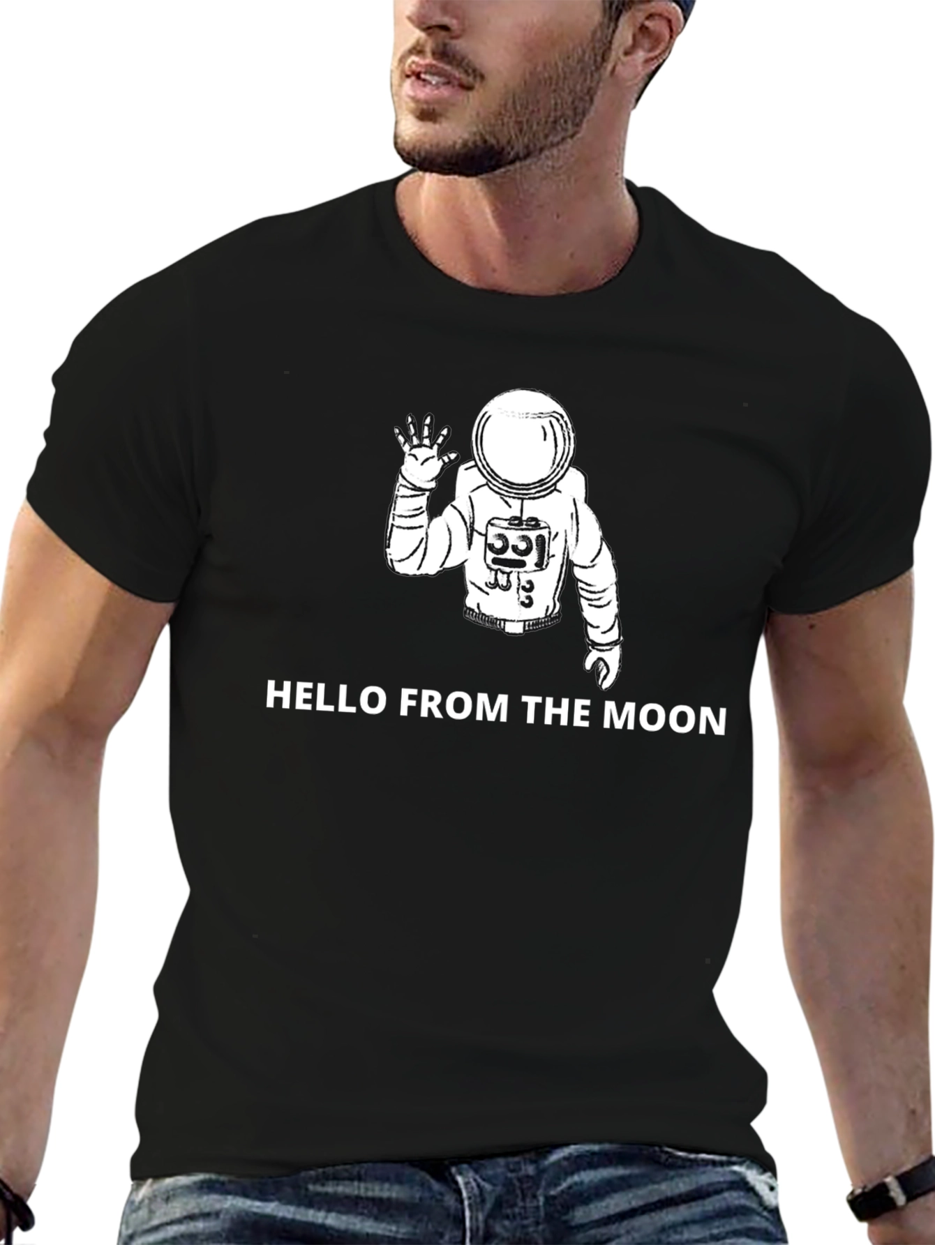 Hello From the Moon Graphic Tee - Astronaut Shirt