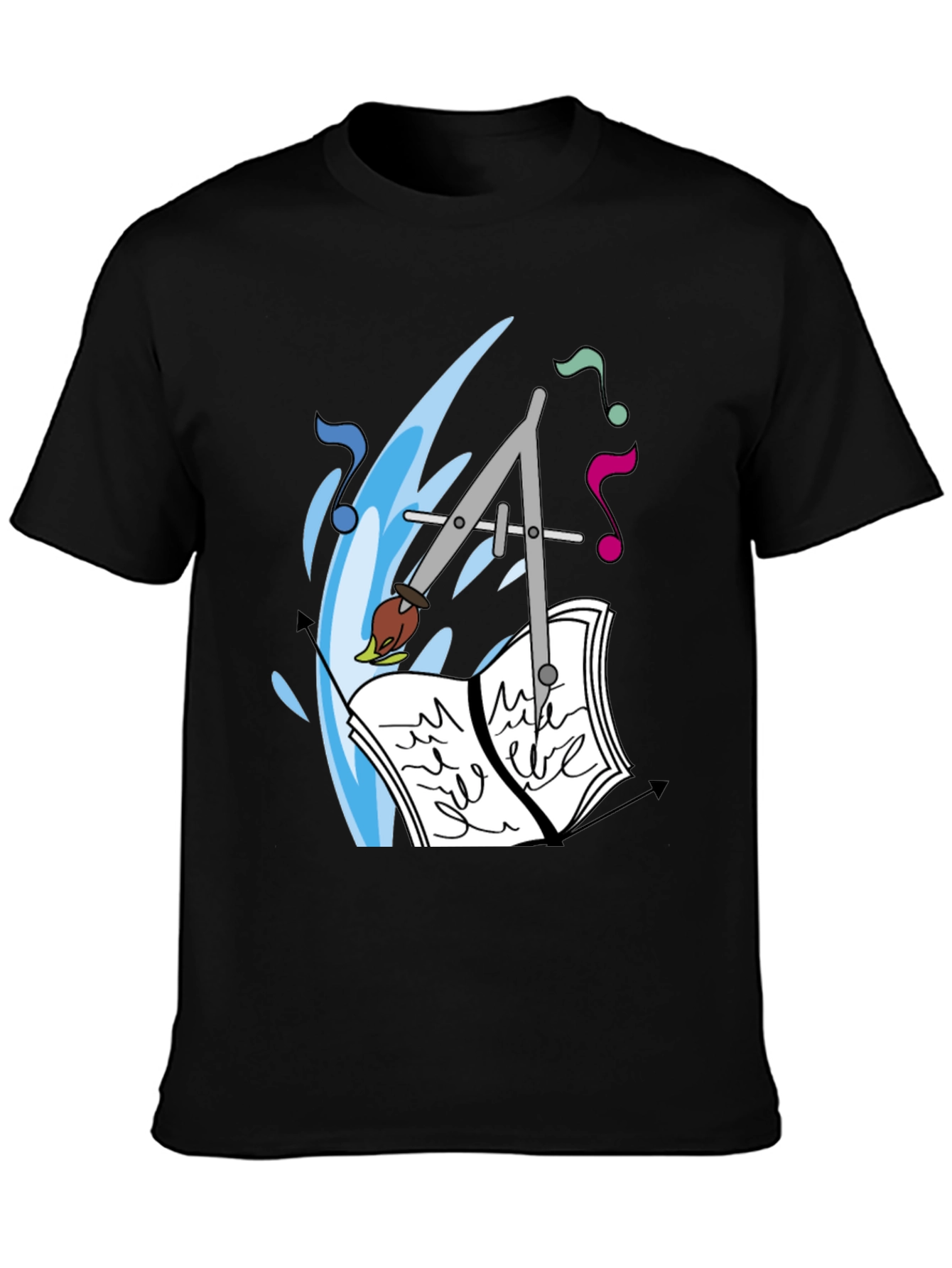 Artistic Tee: Compass Brush & Musical Notes