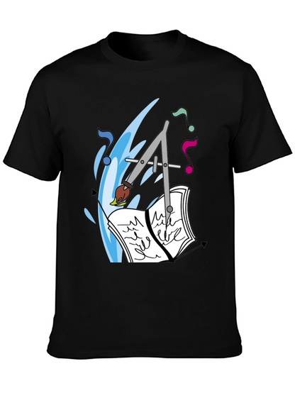 Artistic Tee: Compass Brush & Musical Notes