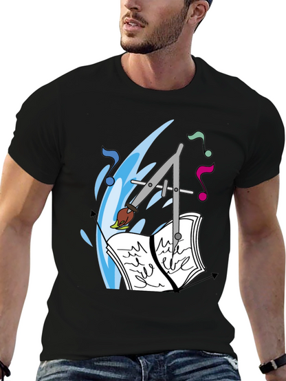 Artistic Tee: Compass Brush & Musical Notes
