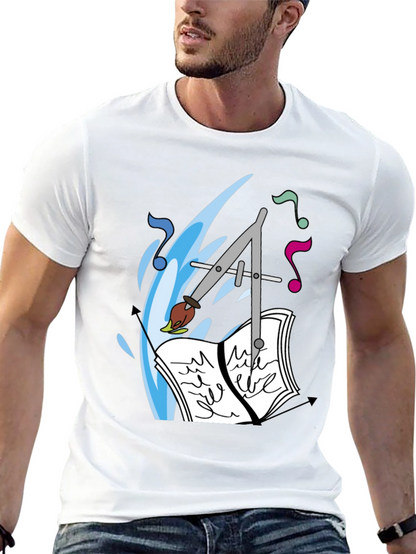 Artistic Tee: Compass Brush & Musical Notes