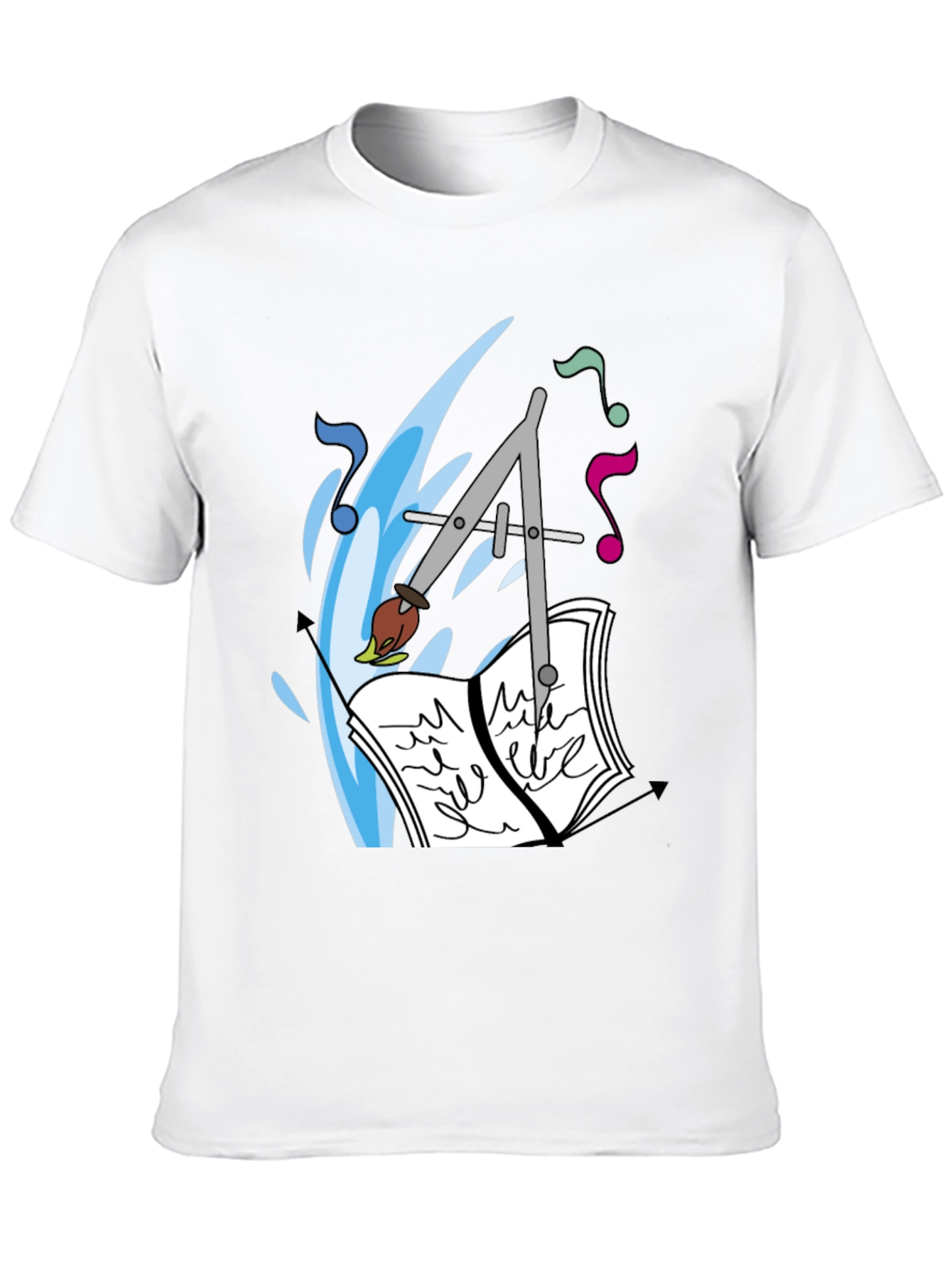 Artistic Tee: Compass Brush & Musical Notes